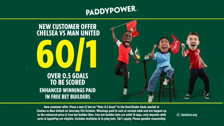 Paddy Power Offers 60/1 Odds for a Goal in Chelsea vs Manchester United Match