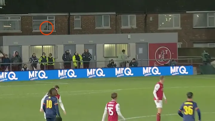 Arsenal Fan Watches Giant-Killing Carabao Cup Defeat From His Bedroom Window