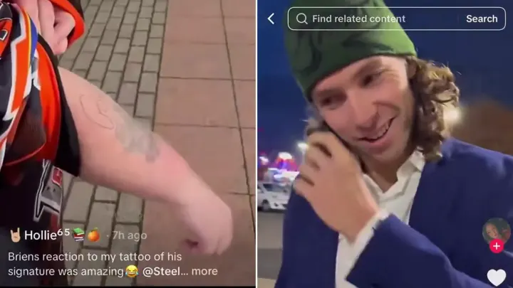 Sheffield Steelers Defenceman Brien Diffley Reacts to Fan Tattoo