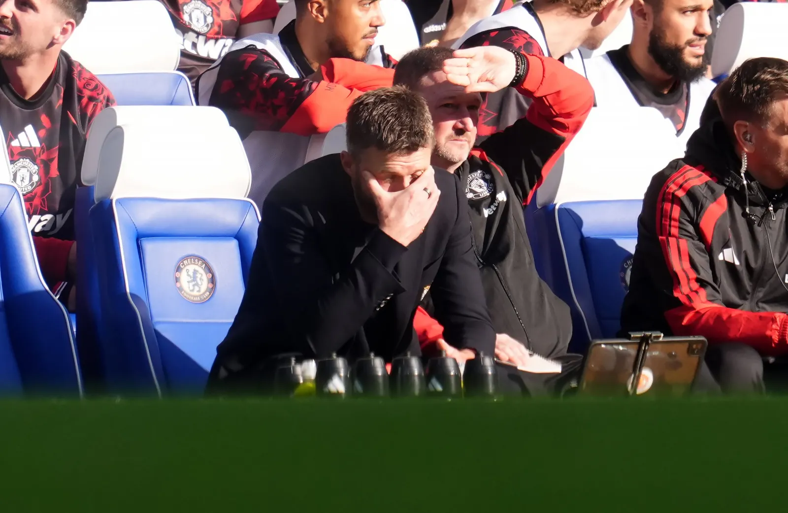 Manchester United Supporters Exit Stamford Bridge Early After Defeat