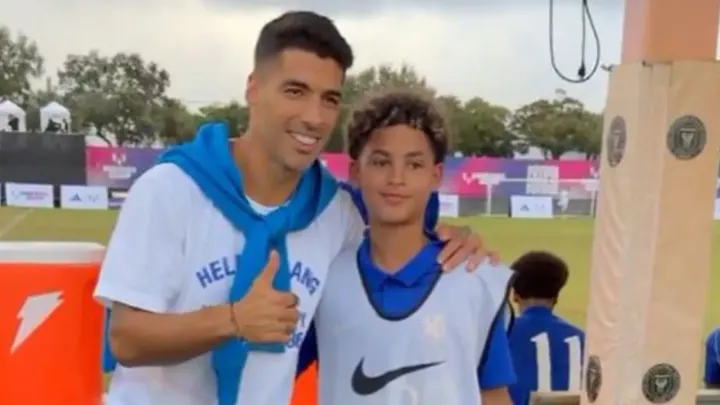 Luis Suarez Greets Ex-Liverpool Colleague's Son at Messi Cup