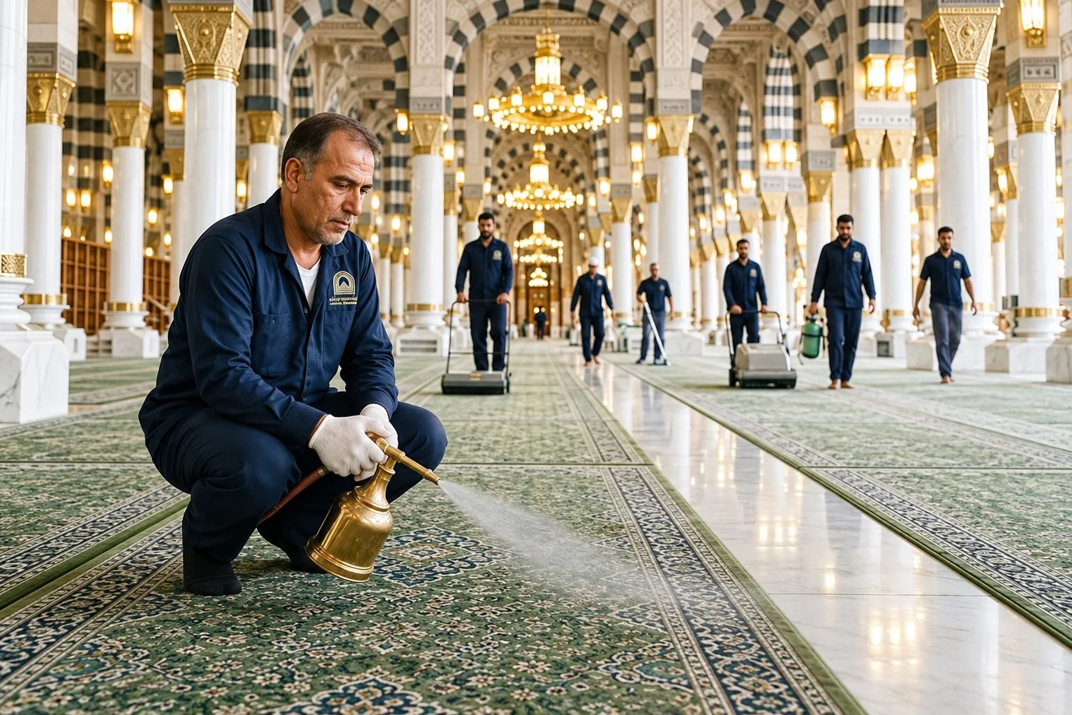 Masjid Nabawi Cleans Over 25,000 Carpets Daily in Massive Hygiene Effort