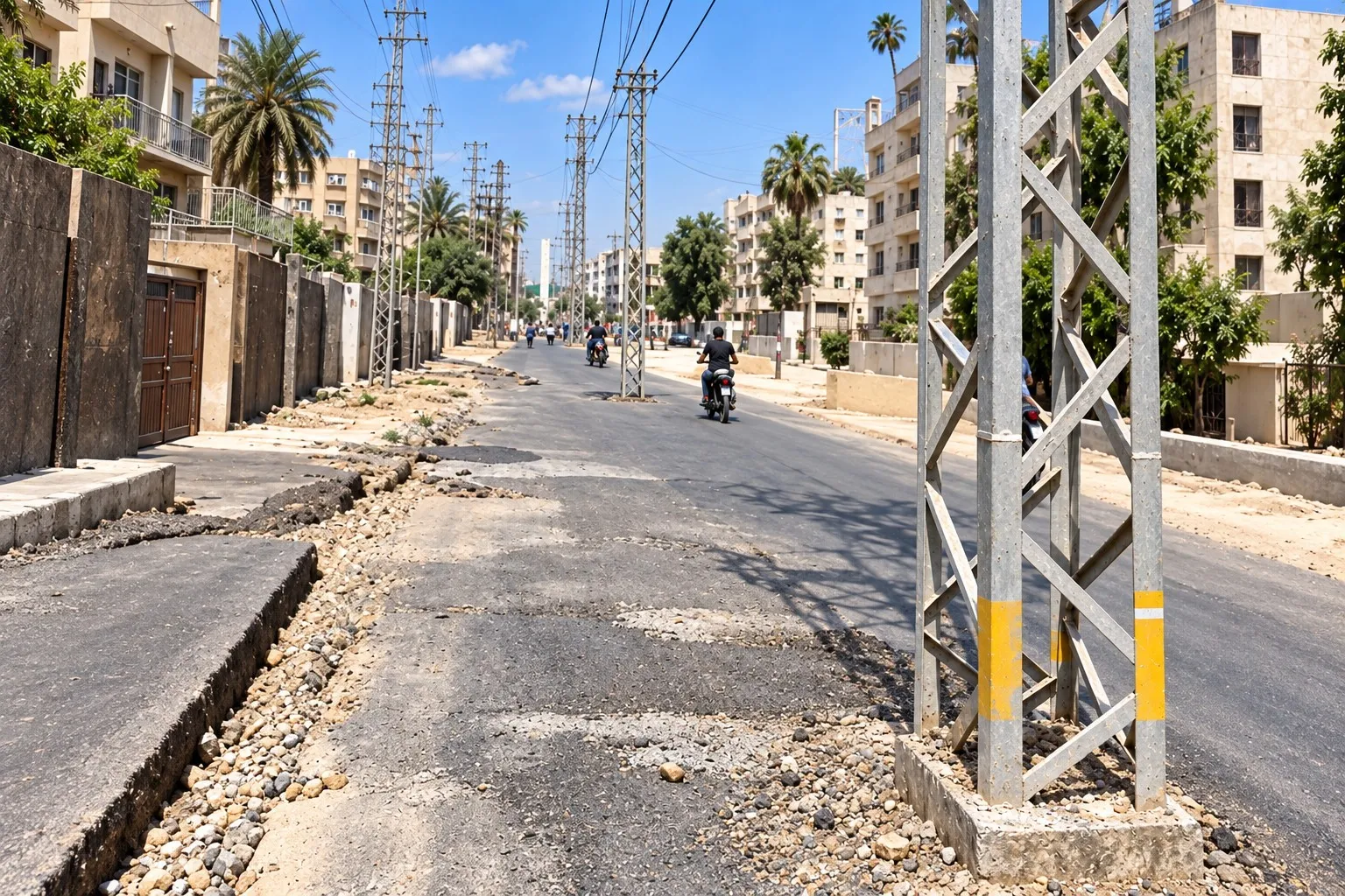 New Hyderabad Road Links Highway to Qasimabad Despite Leftover Utility Poles