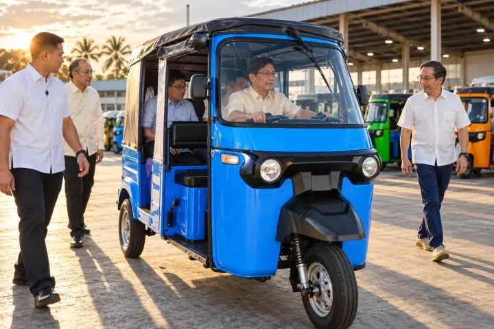 Philippine President Drives New Electric Rickshaw From Pakistan