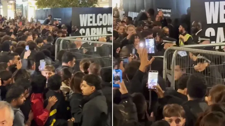 Police Hold Back Crowds Outside London Ballon d'Or Ceremony