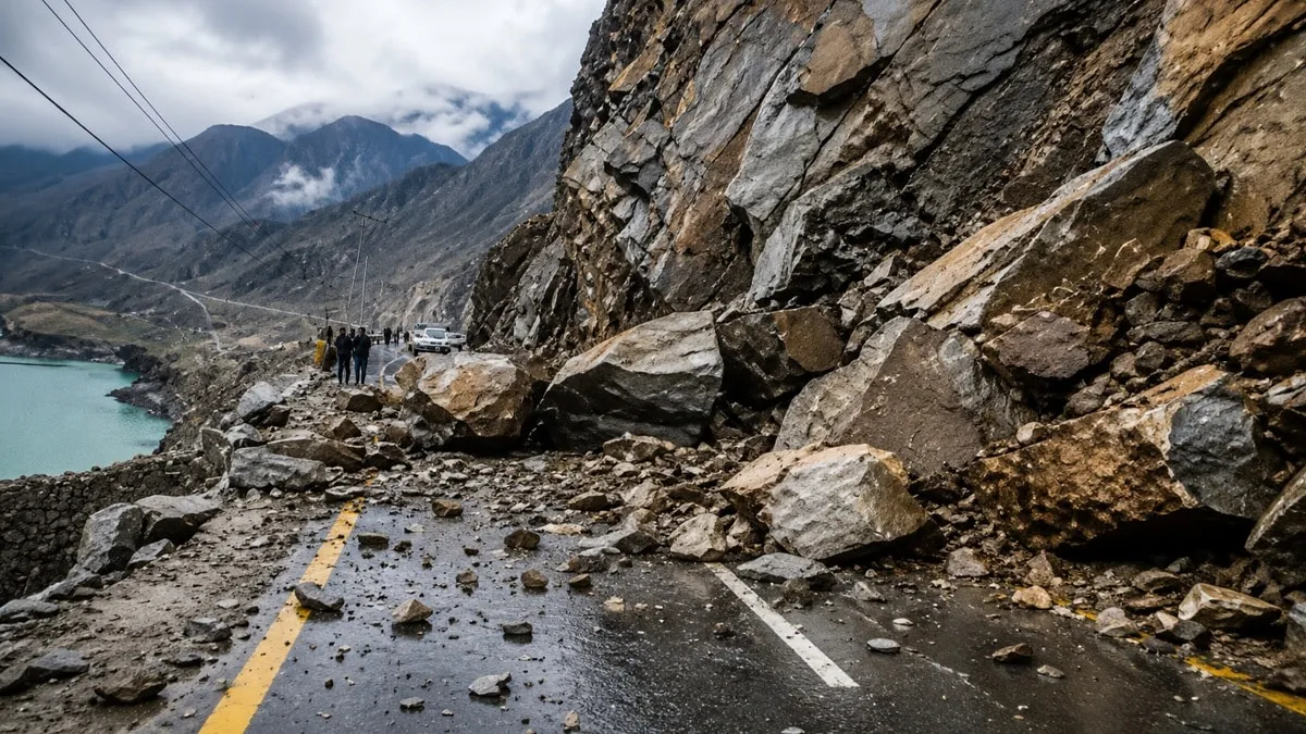 Baltistan Road Blocked Near Shangus Following Major Landslide