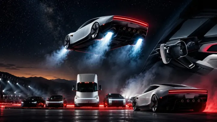 Tesla Unveils Flying Roadster Prototype in Texas With SpaceX Tech