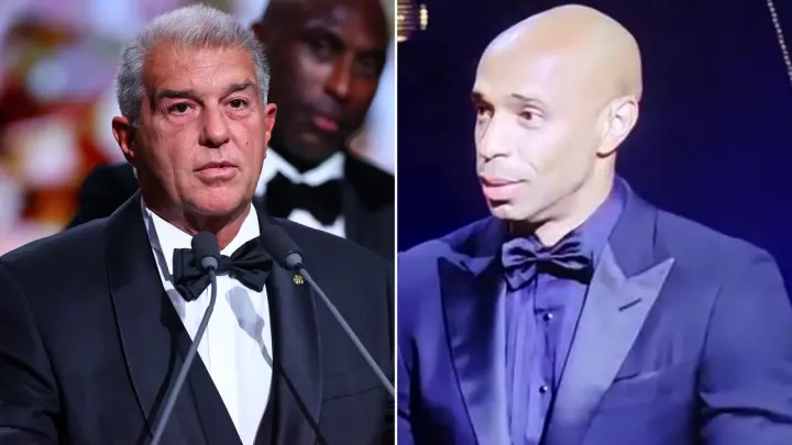 Thierry Henry Looks Confused As Joan Laporta Mixes Up Women's Award At Ballon d'Or