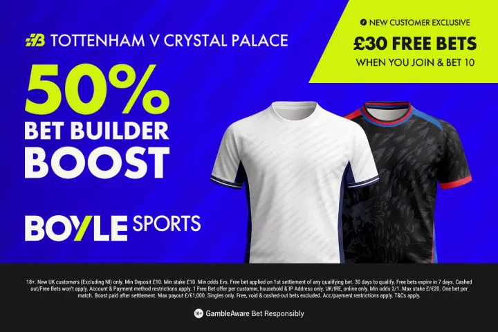 Tottenham Host Crystal Palace As BOYLE Sports Launch Free Bet Offer
